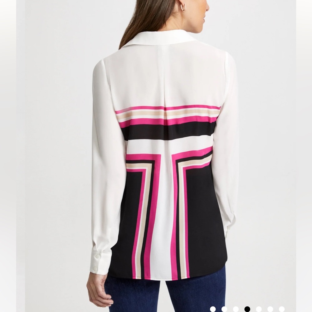 Laura Colour Block Button-Down Blouse Multicolour - Picture 4 of 10